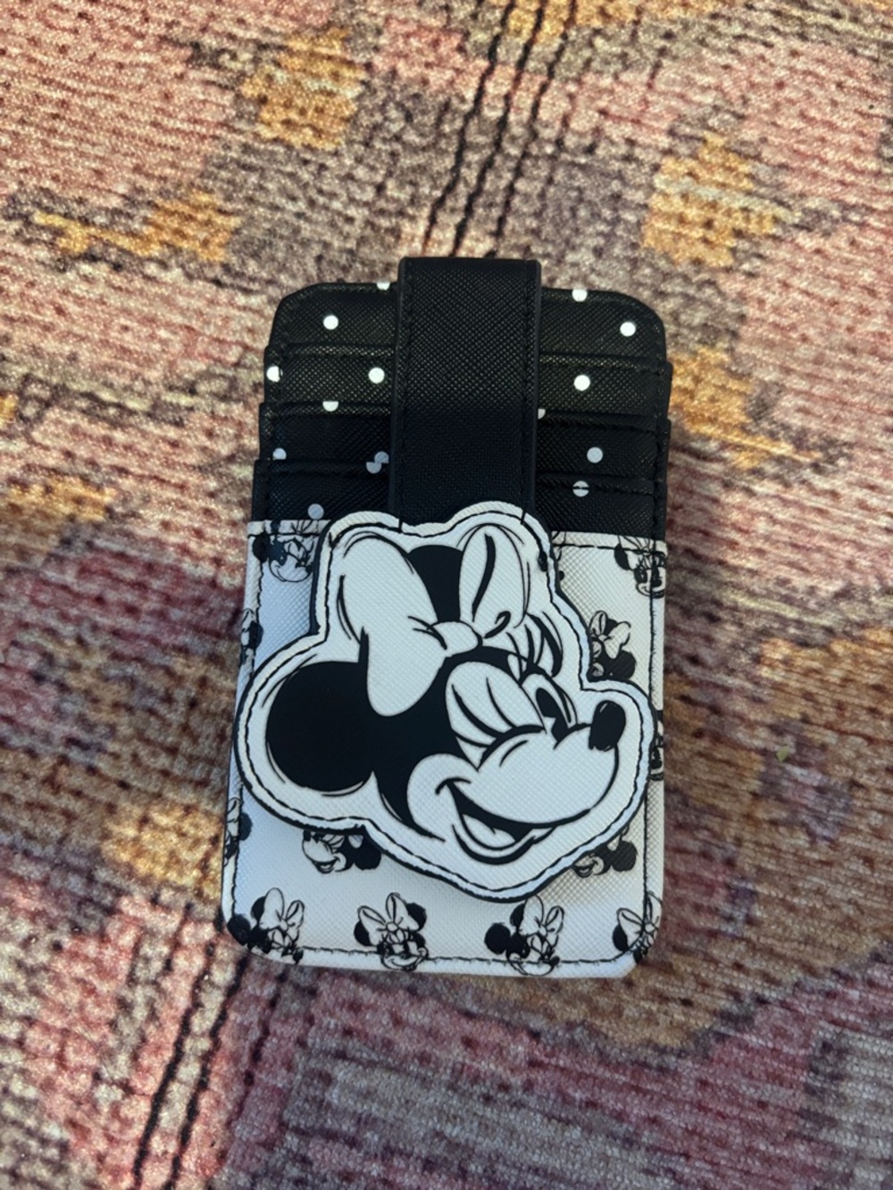 Disney Black and White Minnie Mouse Card Wallet with Strap